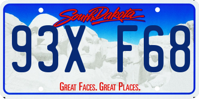SD license plate 93XF68