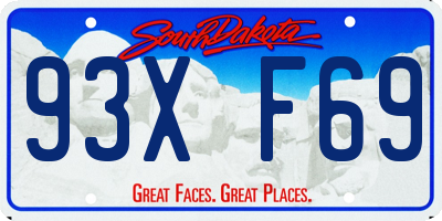 SD license plate 93XF69