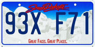 SD license plate 93XF71