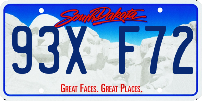 SD license plate 93XF72