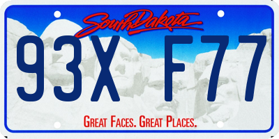 SD license plate 93XF77