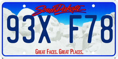 SD license plate 93XF78