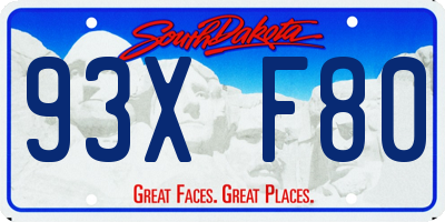 SD license plate 93XF80
