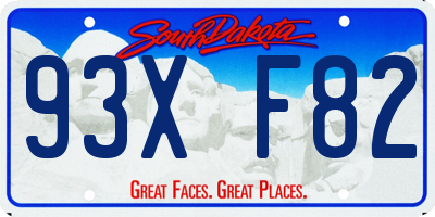 SD license plate 93XF82