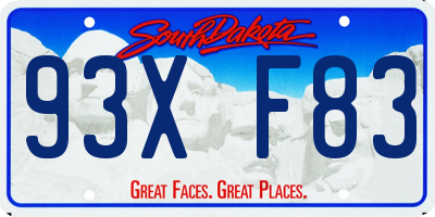 SD license plate 93XF83