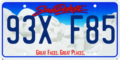 SD license plate 93XF85