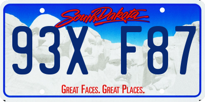 SD license plate 93XF87