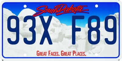 SD license plate 93XF89