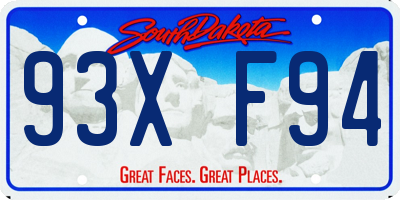SD license plate 93XF94