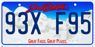 SD license plate 93XF95