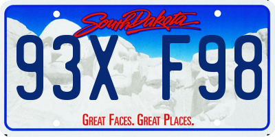 SD license plate 93XF98