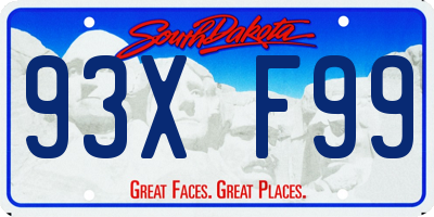SD license plate 93XF99