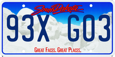 SD license plate 93XG03