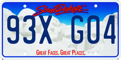 SD license plate 93XG04