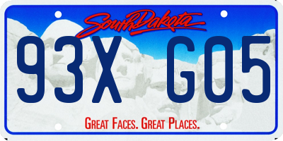 SD license plate 93XG05