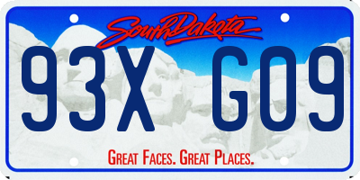 SD license plate 93XG09