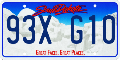 SD license plate 93XG10