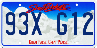 SD license plate 93XG12