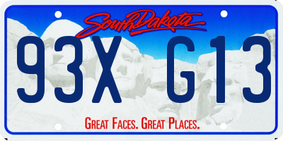 SD license plate 93XG13