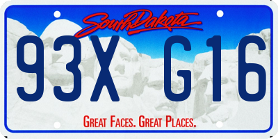 SD license plate 93XG16