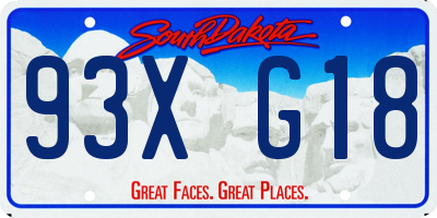 SD license plate 93XG18