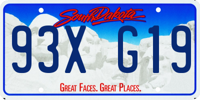 SD license plate 93XG19