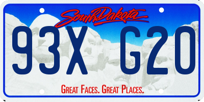 SD license plate 93XG20