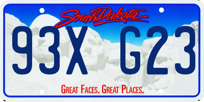 SD license plate 93XG23