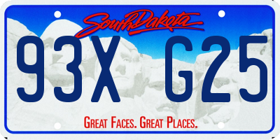 SD license plate 93XG25