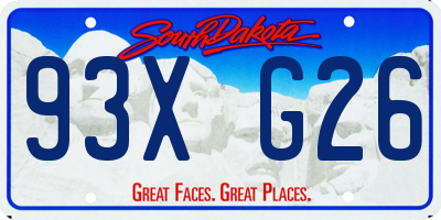 SD license plate 93XG26