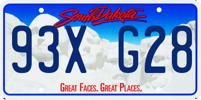 SD license plate 93XG28