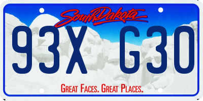 SD license plate 93XG30