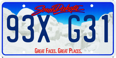 SD license plate 93XG31