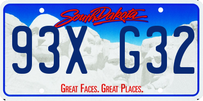 SD license plate 93XG32