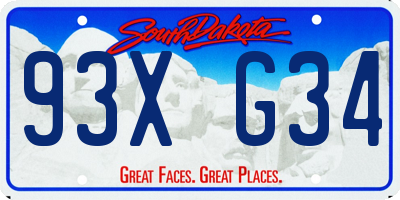 SD license plate 93XG34