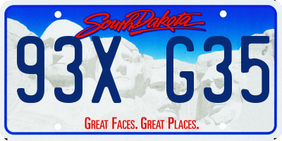 SD license plate 93XG35