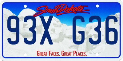 SD license plate 93XG36
