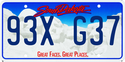 SD license plate 93XG37