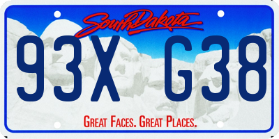SD license plate 93XG38