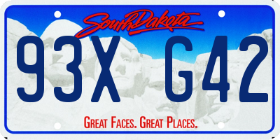 SD license plate 93XG42
