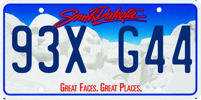 SD license plate 93XG44
