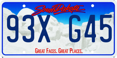 SD license plate 93XG45