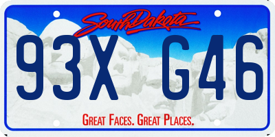 SD license plate 93XG46