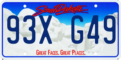 SD license plate 93XG49