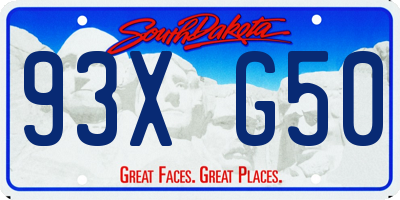 SD license plate 93XG50