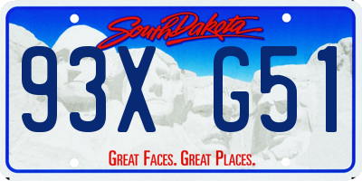 SD license plate 93XG51