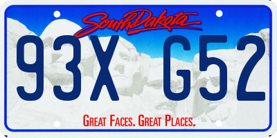 SD license plate 93XG52