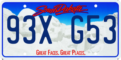 SD license plate 93XG53