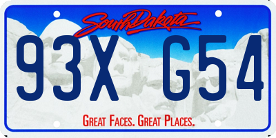 SD license plate 93XG54