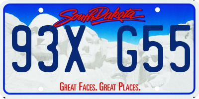 SD license plate 93XG55